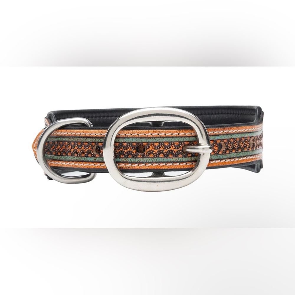 NWT Myra Hand Tooled Cognac Leather w/ Hand Painted Turquoise Accents